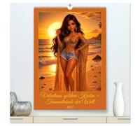 Valentinas goldene Küsten - Traumstrände der Welt (hochwertiger Premium Wandkalender 2027 DIN A2 hoch), Kunstdruck in Hochglanz: Von Ibiza ora ... eine Geschichte, jedes Outfit ein Traum