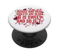 Valentine 6-7 Fun 67 Número 6-7 6 7 San Valentín Seis Siete PopSockets PopGrip Adhesivo
