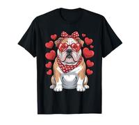 Valentine Bulldog Cute Heart Glasses Dog Love for Dog Lovers Camiseta