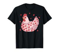 Valentine Chicken with Hearts Cute Farm Love Hen Art Camiseta
