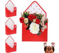 Valentine Envelope Boxes, Valentine Envelope Gift Box, Red Envelope Box Set for Valentine's Day Gifts, Decorative Love Letter Boxes for Romantic Presents (4 unidades, rojo)