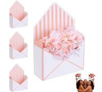 Valentine Envelope Boxes, Valentine Envelope Gift Box, Red Envelope Box Set for Valentine's Day Gifts, Decorative Love Letter Boxes for Romantic Presents (4 unidades, rosa)