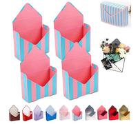 Valentine Envelope Boxes, Valentines Day Red Envelope Gift Box, Florist Bouquet Envelopes Boxes, Folding Hand Hold, for Valentine's Day, Birthday Party Decoration Supplies (F,4pcs)