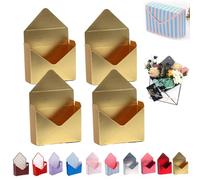 Valentine Envelope Boxes, Valentines Day Red Envelope Gift Box, Florist Bouquet Envelopes Boxes, Folding Hand Hold, for Valentine's Day, Birthday Party Decoration Supplies (H,4pcs)