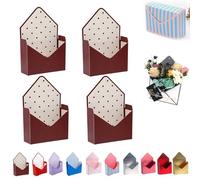 Valentine Envelope Boxes, Valentines Day Red Envelope Gift Box, Florist Bouquet Envelopes Boxes, Folding Hand Hold, for Valentine's Day, Birthday Party Decoration Supplies (B,4pcs)