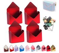 Valentine Envelope Boxes, Valentines Day Red Envelope Gift Box, Florist Bouquet Envelopes Boxes, Folding Hand Hold, for Valentine's Day, Birthday Party Decoration Supplies (J,4pcs)