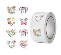 Valentine Heart Stickers, 500 Pieces Heart Shape Seal Labels, Copper Plate Self-Adhesive Sticker with Build, Hearts Stickers with Decorative Design, Sticker Labels for Party Celebration Home