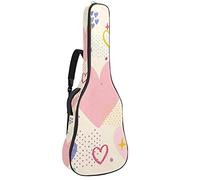 Valentine Love Heart Doodle Soft Bass Guitar Case Bag con gancho trasero para guitarra electirc mochila hojas piñas coralcm grueso acolchado de seguridad
