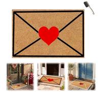 Valentine Outdoor Rug,Envelope Heart Artificial Coir Door Mat,Red Love Heart Welcome Floor Mats,Non-Slip Linen Entrance Door for Home Indoor Outdoor Valentines Decor (Black, 40x60cm/15.74x23.62inch)
