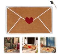 Valentine Outdoor Rug,Envelope Heart Artificial Coir Door Mat,Red Love Heart Welcome Floor Mats,Non-Slip Linen Entrance Door for Home Indoor Outdoor Valentines Decor (White, 80x120cm/31.49x47.24inch)