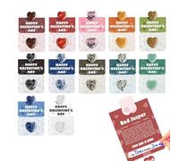 Valentine’s Day Cards - Heart Stone Greeting Set, 24pcs Lovely Valentine’s Cards with Heart-Shaped Crystal Stones | Compact Postcard for Kids, Gift, Teens, Adults, School Exchange, Home Party Giving