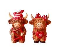 Valentine’s Day Cow Set - Resin, Cow Figurines Keepsake & Decorative | Commemorative Cows Home Decor, Romantic Holiday Ornament For Family, Friends, Students, Adults, Women, Indoor, Cabinet, Bedroom