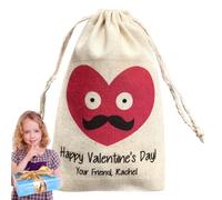 Valentine’s Day Gift, Heart Shaped Bag, Treat Gift Bag, Valentine’s Party Favor, Drawstring Gift Pouch, Candy Treat Bag, Valentine's Day Pouch, Cloth Gift Bag, Classroom Gift Exchange