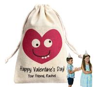 Valentine’s Day Gift, Heart Shaped Bag, Treat Gift Bag, Valentine’s Party Favor, Drawstring Gift Pouch, Candy Treat Bag, Valentine's Day Pouch, Cloth Gift Bag, Classroom Gift Exchange