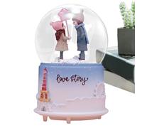 Valentine Snow Globe Music Box | Clear Crystal Ball Lighted Decoration - Cartoon Valentine Music Box Snow Globe Gift For Women Girls, Adolescentes, Adults