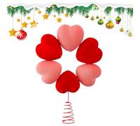 Valentine Tree Topper - Plush Heart Ornament, 13.4 Inch Romantic Treetop Decoration For Valentines, Galentines, Wedding, Home Living Room, Party, Dining Area, Desktop, and Windowsill