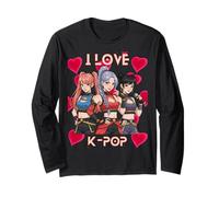 Valentine Vibes k-Pop Beats Los niños aman el corazón Chicas K Pop Manga Larga