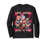 Valentine Vibes k-Pop Beats Los niños aman el corazón Chicas K Pop Manga Larga