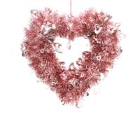 Valentine Wreath - Heart Holiday Wall Sign | Decorative Door Wreath with Romantic Heart Design, Red Accents with Ribbon and Flowers for Home, Living Room, Bedroom, or Seasonal Holiday Decor