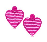 ValentineAs Day Earrings Beaded Heart Drop Earrings Edged in gold beading Fashion Trendy Big Love Dangle Earrings for Women girls Statement Jewelry (