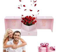 Valentine's Box Flower Box with Drawer Festival Gift Box Satin Ribbon Gift Box Valentine's Day Box with Ribbon Mother’s Day Flower Box Elegant Drawer Gift Box Satin Ribbon Paper Box Valentine's Day Pa