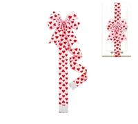 Valentines Cabinet Bow - Red Hearts Party Ribbon Bows Ornament | Hanging Fabric Bowknot Decor For Window Christmas Kitchen Cupboard Door Wall Mirror Handle Back Of Chair, 4-Pack