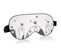 Valentine's Cat Paws Red Heart Sleep Eye Mask, Sleeping Mask & Blindfold con diadema elástica Soft Comfort Eyeshade Sleep Cover para viajes Yoga siesta