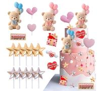 Valentine's Day Bear Cake Decoration Set, Adorno de Oso para Pastel, Osito Decoracion Tarta, Ideal para Bodas Fiestas Celebraciones de Cumpleaños y el Día de San Valentín (A)