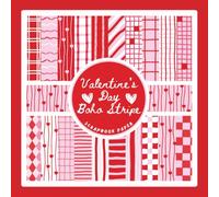 Valentine's Day Boho Stripe Scrapbook Paper: Whimsical Pink and Red Striped Craft Paper Pad For Scrapbooking, Mixed Media, Decoupage, Junk Journals & Paper Crafts; 8.5x8.5"