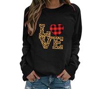 Valentine's Day Camiseta Mujer Elegante Tallas Tallas Estampado Corazón Top Ligero Transpirable Amor Patrón Tops Moda Slim Fit Blusa de Amor Casual Cuello Redondo Tops Regalo de Aniversario, T negro
