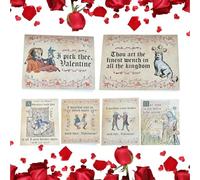 Valentines Day Card, Vintage Favors with Handwritten Manuscript Art, 6-Pieces Medieval Valentine's Cards with Romantic Design, Greeting Cards, For Him Husband Boyfriend Boys Wife Girlfriend Holiday