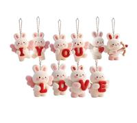 Valentines Day Decorations - Wood Pendant Keychain Decor for Romance | Rabbit Hanging Accent with Love Style and Craft Detail & Lightweight Design for Engagement, Wedding, Indoor Party and Wall