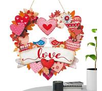 Valentines Day Door Sign - Wood 30 cm, Love Heart Porch Sign, Rustic | Warm Style, Rustic Front Door Decor, Wooden Wall For Weddings, Aniversaries, Couples, Living Room, Home