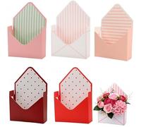 Valentines Day Envelopes Box, Valentine Envelope Boxes, Red Flower Gifts Box with Love Letters Design, Flower Wrapping Paper, Wedding & Valentine’s Day Gifts (5Pcs-F)