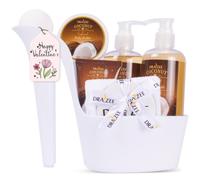 Valentine's Day Gifts for Her - 8 Pcs Luxury Coconut Scented Heel Shoe Bath and Body Spa Basket - Shower Gel, Bubble Bath, Body Butter, Lotion & More