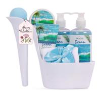 Valentine's Day Gifts for Women - 8 Pcs Luxury Ocean Scented Heel Shoe Bath and Body Spa Basket - Shower Gel, Bubble Bath, Body Butter, Lotion & More