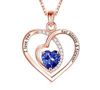 Valentines Day Gifts,Forever Love Pendant Birthstone Necklace for Women, Sterling, created tanzanite