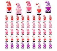 Valentines Day Heart Gnomes, 50-Piece Cute Romantic Figurines, 1.57x1.38 Inches Rubber Gnomes with Charming Build, Tabletop Decor Accessory with Adorable Design, Tiny Gnome Set for Wedding Home Party