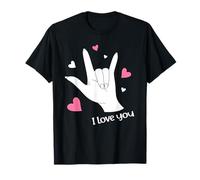 Valentines Day I Love You Hand Sign Language ASL Hearts Cute Camiseta