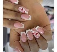 Valentine's Day Nails Art 24 Piezas Falsas Con Dulce Decoración Del Corazón Para Mujeres Manicura Del Día De Valentín