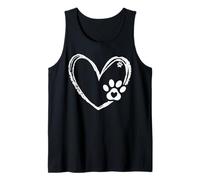 Valentines Day Paw Dog Heart Paws Cute Dog Cat Lover Camiseta sin Mangas