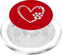 Valentines Day Paw Dog Heart Paws Cute Dog Cat Lover PopSockets PopGrip para MagSafe