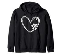 Valentines Day Paw Dog Heart Paws Cute Dog Cat Lover Sudadera con Capucha