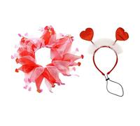 Valentine's Day Pet Costume, Heart Headwear and Collar Set, Dog Holiday Accessories, Adjustable for Comfort, Soft and Cute Design, (20x27cm) Perfect for Valentine’s Parties, Photoshoots