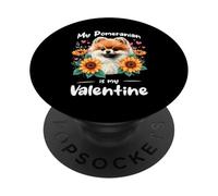 Valentine's Day Pomeranian Dog Pom-Pom Valentines PopSockets PopGrip Adhesivo