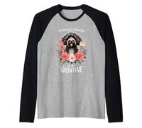 Valentine's Day Portuguese Water Dog Portie Valentines Camiseta Manga Raglan