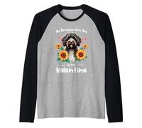 Valentine's Day Portuguese Water Dog Portie Valentines Camiseta Manga Raglan