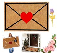 Valentine's Day Red Heart-Shaped Envelope Outdoor Faux Coconut Fiber Doormat, Heart-Shaped Envelope Doormat, Valentine Rug Outdoor, Wear-Resistant Non-Slip for Home Decor (B,15.75*23.62 in)