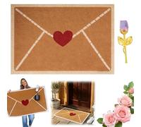 Valentine's Day Red Heart-Shaped Envelope Outdoor Faux Coconut Fiber Doormat, Heart-Shaped Envelope Doormat, Valentine Rug Outdoor, Wear-Resistant Non-Slip for Home Decor (A,31.50*47.24 in)