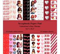 Valentine's Day Scrapbook Paper - 24 Unique Single Sided Sheets, 8.5" x 8.5", Unique Characters that say "Love You", Decorative Craft Paper using reds, pinks, whites and blacks